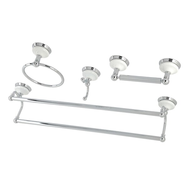 Kingston Brass 4-Pieces Dual Towel Bar Bathroom Hardware Set, Chrome BAK1113478C - main